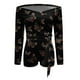 thumbnail image 4 of Mono corto informal de vendaje estampado con cuello en V y manga larga para mujer a la moda Pompotops  ulkah944884, 4 of 5