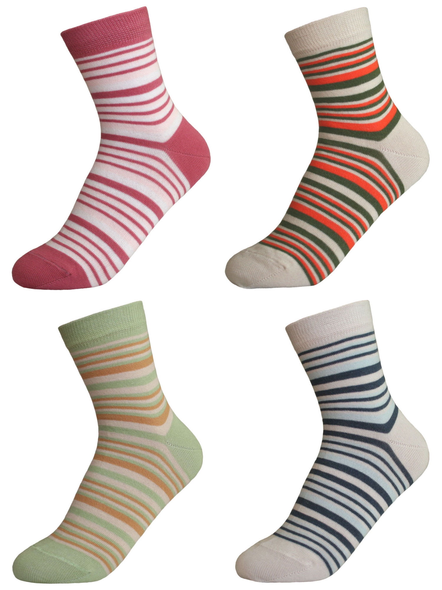 Women's Striped Colorful Fun 85 Cotton Ankle Socks pack of 4