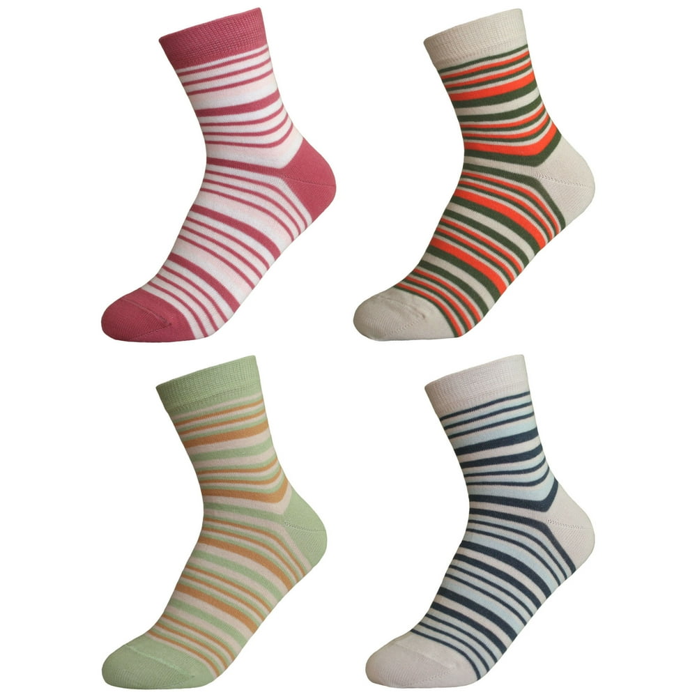 SOK Women's Striped Colorful Fun 85 Cotton Ankle Socks pack of 4
