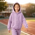thumbnail image 4 of newwalpole Boys Girls Zipper Sweatshirt Youth Solid Classic Hoodies Soft Full Zip Hooded Sweatshirts for Teens Kids Unisex(Purple,11-12 Years), 4 of 9