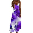 thumbnail image 2 of Cagogo Summer Sleeveless Spaghetti Strap Wedding Guest Dress for Women Casual 2025 Floral Swing Flowy Maxi Long Cami Sundresses V Neck Going Out White Vestidos de Verano para Mujer, 2 of 5