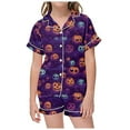 thumbnail image 1 of WEAIXIMIUNG 2 Piece Sets Pajamas For Kids Children Graphic Print Short Sleeve Button Shirt Shorts Pajama Set 4-5 Years, 1 of 5