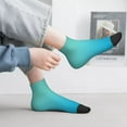 thumbnail image 5 of Goofa Teal Turquoise Pattern Non Slip Socks with Grips for Elderly, Crew Socks Yoga Hospital Socks Cushioned Sole Gripper Socks for Men Women, 5 of 5