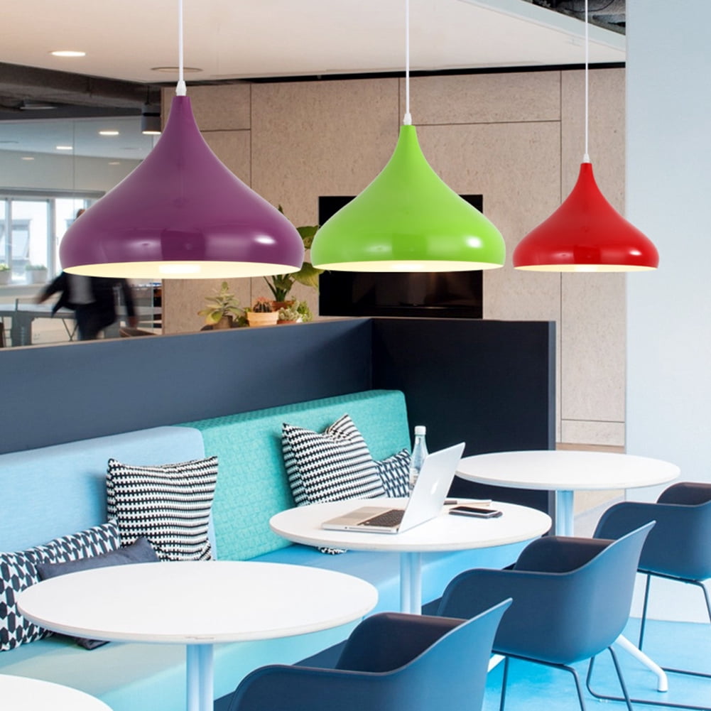 Simple Colorful Pendant Lighting for Kitchen Island, Glossy Metal Ceiling Pendant Light Fixture, Modern Minimalism Hanging Lamp, Industrial Chandelier for Kitchen Sink Dining Room