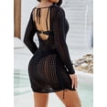 thumbnail image 7 of FEORJGP Women Knit Bikini Cover Ups Ladies Cutout Mini Dress Long Sleeves Tunic Shirt Crew Neck Swimsuit Coverups Bathing Suit Summer Clothes Beachwear, 7 of 7