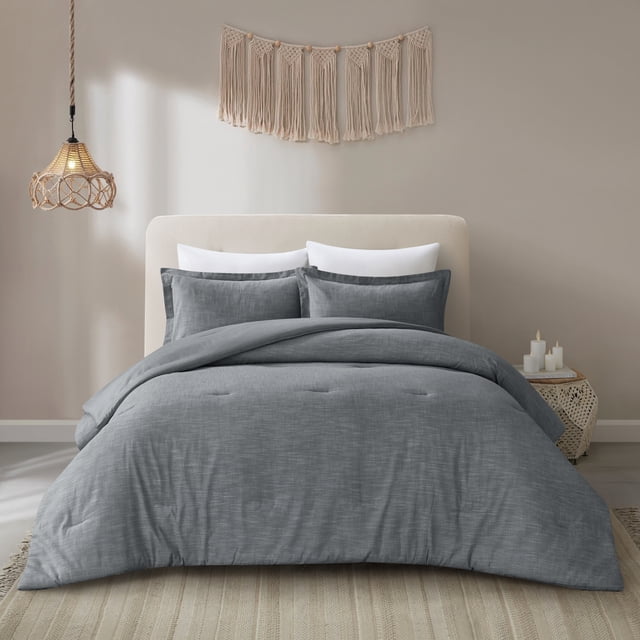 Grace Living Zipporah Cotton Comforter Set - Exceptionally Cozy, Solid Neutral Color
