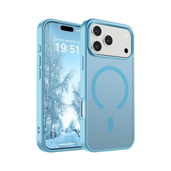 ZHU997 Magnetic for iPhone 17 Pro Max Case (Compatible with MagSafe)(Military Grade Drop Protection) Translucent Matte Shockproof with Anti-Fingerprint Phone Cover 2025,Light Blue