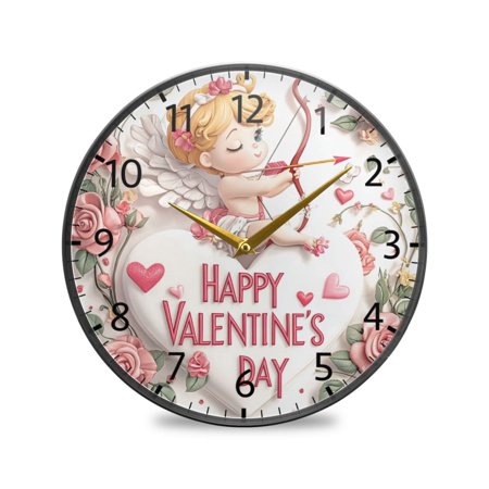 BZSMCE Wall Clock Acrylic Size:9.5*9.5in/11.9*11.9in Cupid’s Embrace Design Pattern Clock