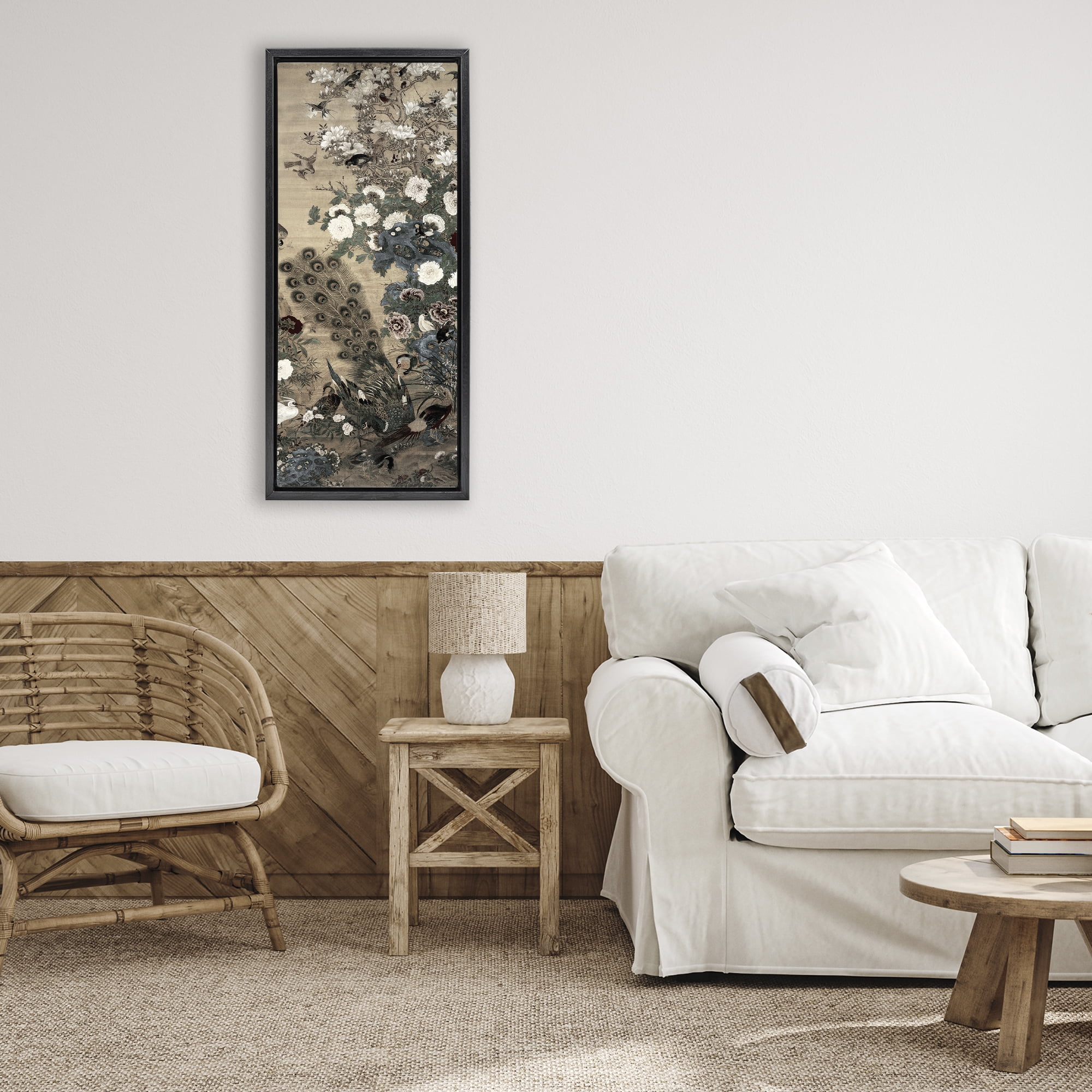 Ornate Silk And Moonlight Black Framed Floater Canvas Wall Art, design by Vintage Hustle