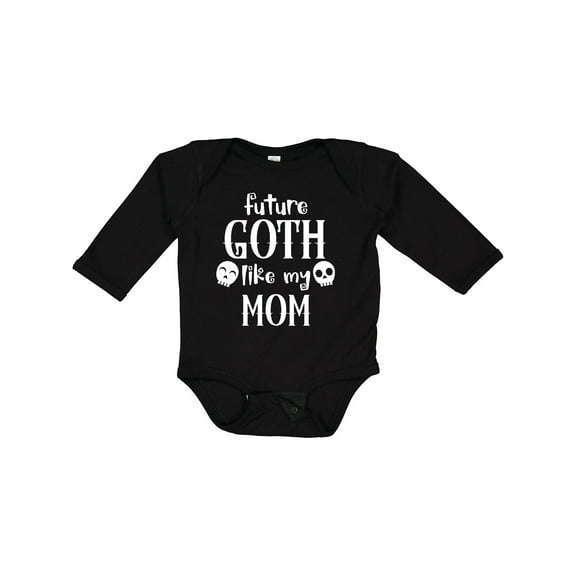 Inktastic Future Goth Like My Mom with Skulls Boys or Girls Long Sleeve Baby Bodysuit