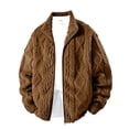 thumbnail image 4 of TRUNZI Mens Sherpa Fleece Jackets Long Sleeves Zip Up Casual Thick Warm Comfy Faux Fur Jackets with Pockets,Khaki,Size S, 4 of 6