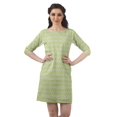 thumbnail image 1 of Moomaya Robes Mini Femmes Coton Slub Robes d'Été Manches 3/4 Robe Droite, 1 of 4