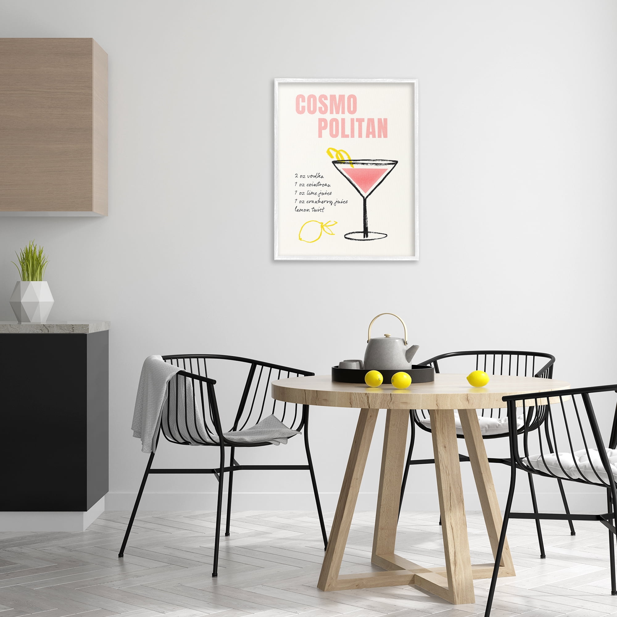 Stupell Industries Cosmopolitan Drink Recipe Food & Beverage Painting White Framed Art Print Wall Art, 24 x 30