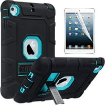 Dteck For iPad mini 1 2 3 Shockproof Protective Stand Heavy Hybrid Rubber Back Case Cover (not fit mini 4/5), Black Deep Blue
