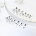 thumbnail image 3 of Nmkwnr 12 Pairs Round Cubic Zirconia Stud Earrings 316L Stainless Steel Hoop Earrings Flat Back Stud Earrings for Women Men, Silver, 3 of 6