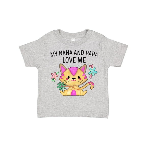 Inktastic My Nana and Papa Love Me with Cute Kitten and Flowers Boys or Girls Toddler T-Shirt