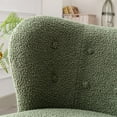 thumbnail image 6 of Modern Accent Chair with Arms, Tufted Upholstered Wingback Chair with Curved Back, Lambskin Sherpa Wingback Tufted Side Chair with Solid Wood Legs, Leisure Chair for Living Room Bedroom, Green, 6 of 7