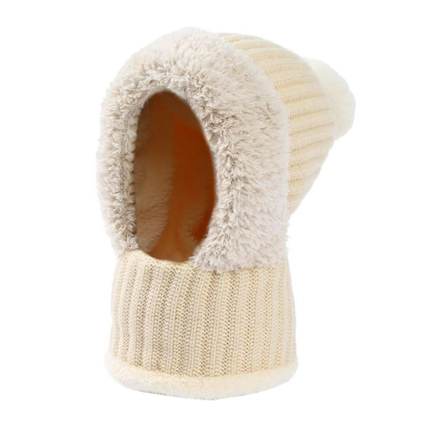 Gorro de invierno para mujer, gorro de esquí, cómodo calentador de cuello, protección para las orejas. Beige