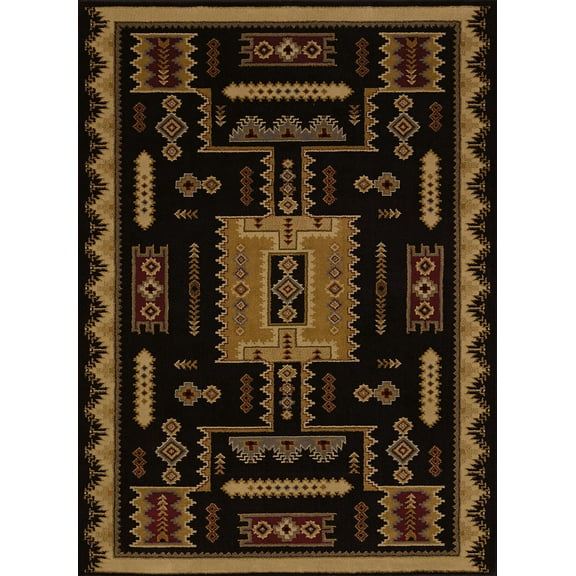 Designer Home Regal Area Rug 750-01870 Coltan Black Diamonds Lines 7' 10" x 10' 6" Rectangle