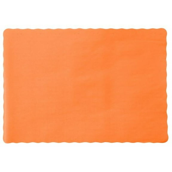 1000 Scalloped Edge Paper Placemats 10" X 14" Dinner Size 26 Colors - Tangerine