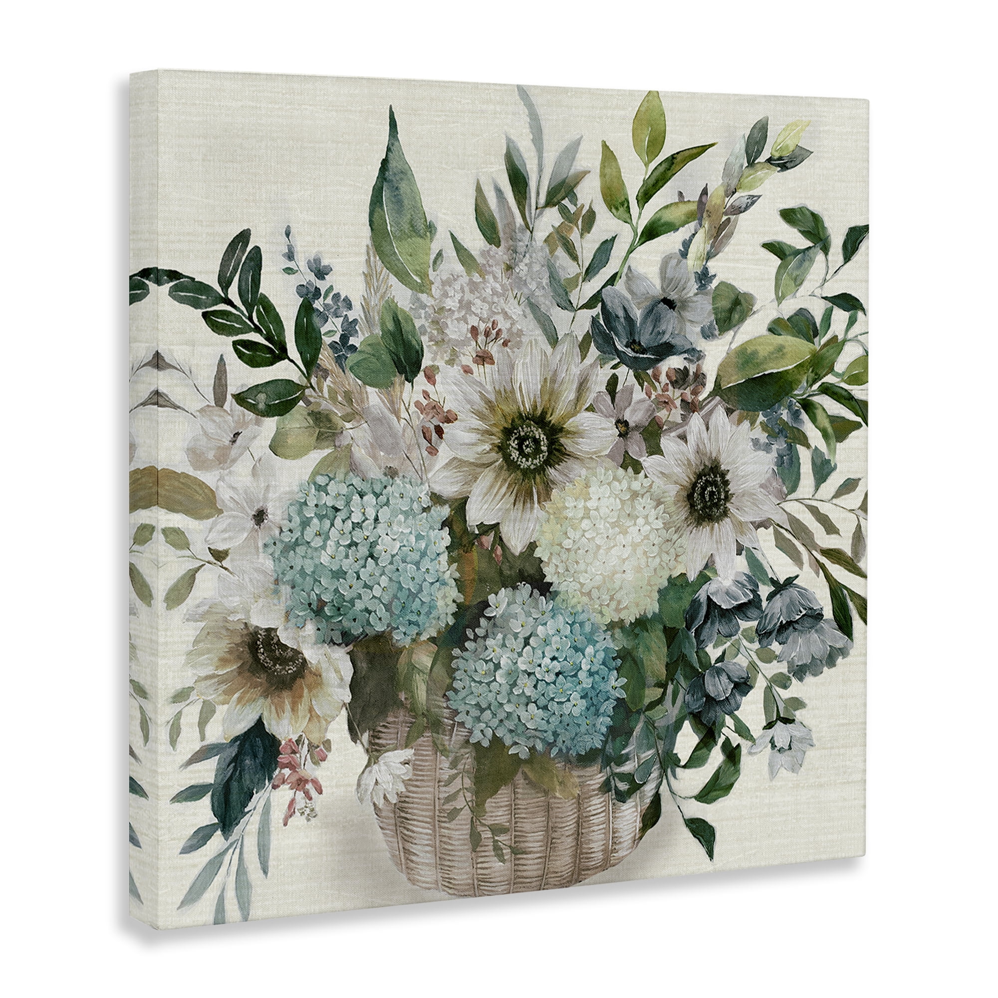 Stupell Industries Country Basket of Flowers Plants & Flowers Painting Wrapped Canvas Art Print Wall Art, 24 x 24