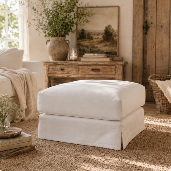 Modular Ottomans Sofa, Cloud Couch for Living Room, Deep Seat Ottomans, White