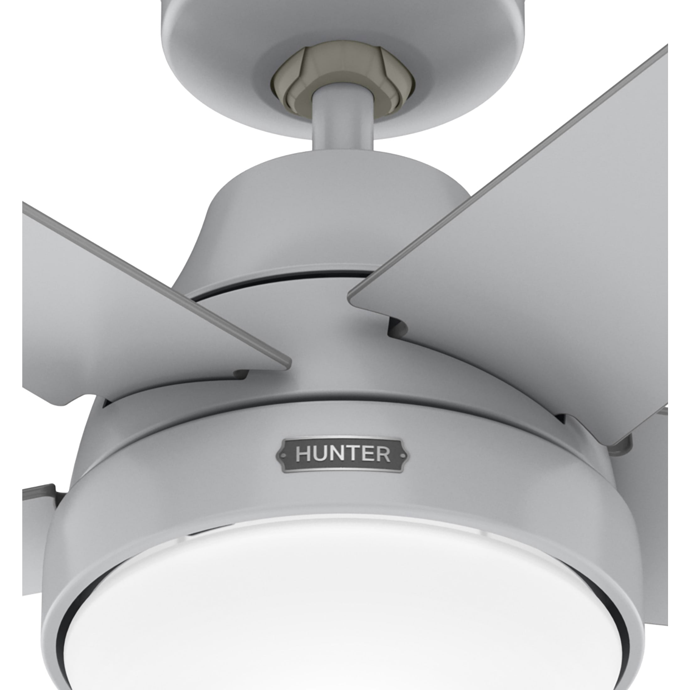 Hunter 52 inch Indoor Ceiling Fan with LED Light and Remote Control - Modern Smart Ceiling Fan, Standard Mount, 5 Blades, For Bedroom, Living Room, or Kitchen, Quiet - Aerodyne 52614, Dove Grey
