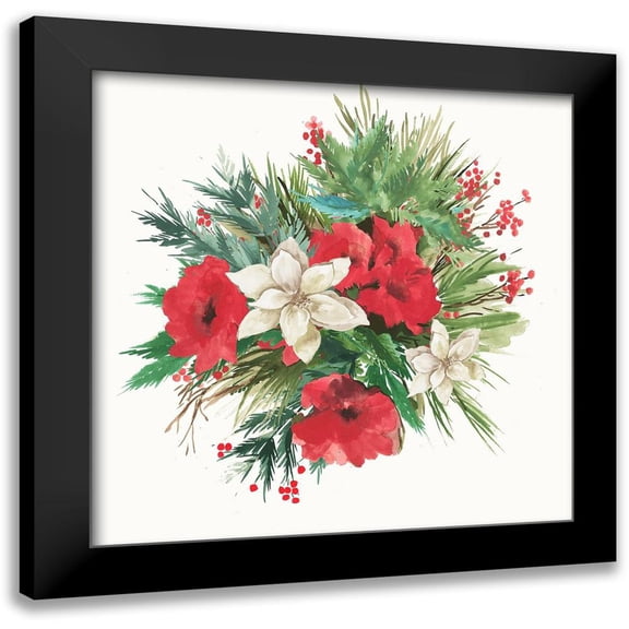 PI Studio 12x12 Black Modern Framed Museum Art Print Titled - Christmas Bouquet