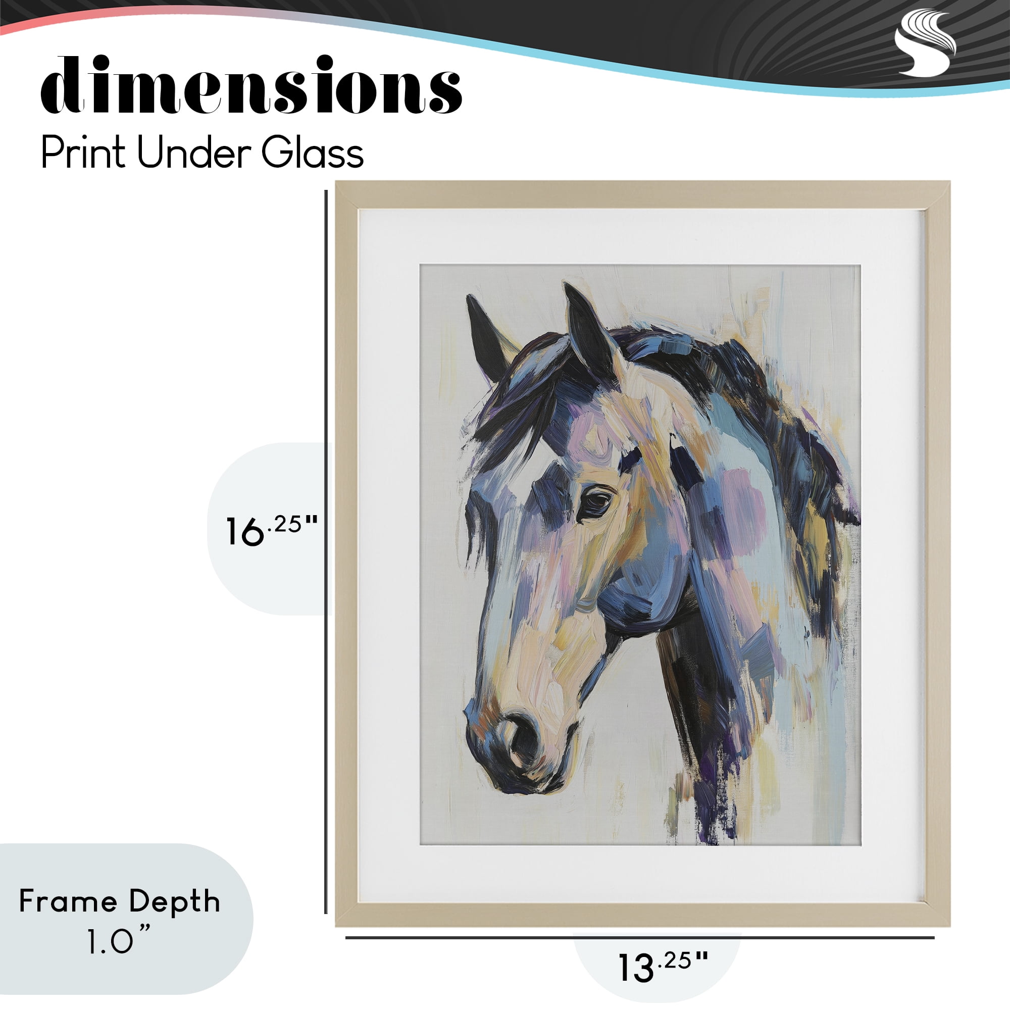 Stupell Industries Chromatic Stallion Abstraction Birch Framed Print Under Glass, design by Svetlana Aleynikova