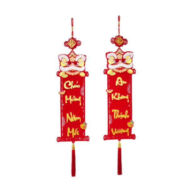 Colgante de bendición con coplas colgantes rojas de año Nuevo vietnamita con borlas, accesorio fotográfico, adorno para celebración, regalo de ventana Estilo A