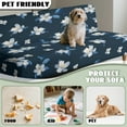 thumbnail image 7 of SCRAWLGOD Floral Print Dark Blue Futon Cover Stretch Armless Futon Sofa Cover with Elastic Bottom Dustproof Soft Washable Thick Sofa Bed Furniture Protector Covers, 7 of 7