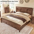thumbnail image 5 of ACCOHOHO Rustic King Size Bed Frame with 52" Tall Full-Panel Headboard, Wood Platform Bedframe with Footboard and Storage Drawers, No Squeak, No Box Spring Needed, Brown, 5 of 7