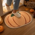 thumbnail image 3 of Pumpkin-Shaped Bath Mat, Soft Absorbent Non-Slide Floor Rug for Halloween, Fall and Thanksgiving Entryway, Bathroom and Seasonal Home Decor, 3 of 5