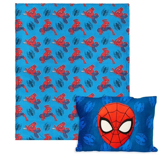 Marvel Spider-Man Web All Over Silk Touch Throw Blanket 50X60 inches with Plush Pocket Pillow 14X20 inches