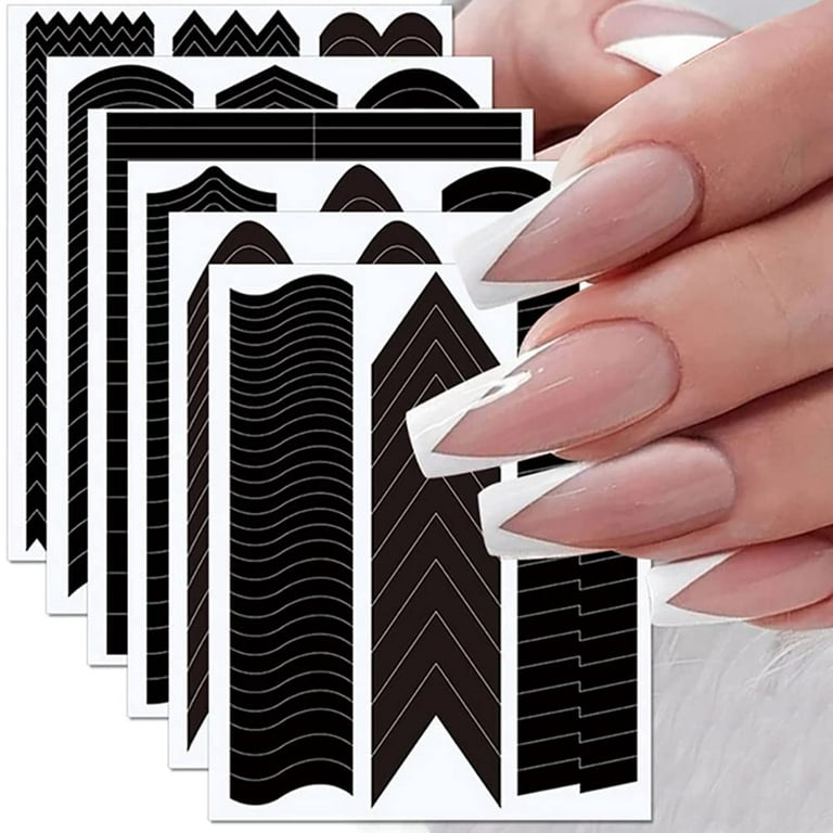  SILPECWEE 4320 Pieces 90 Sheets French Tip Nail Guides Nail  Stencils French Manicure Strips Crescent Nail Design Nail Art Stencils  Self-Adhesive Nail Stickers Nail Art Accessories : Beauty & Personal Care