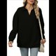 thumbnail image 2 of de Larga con Cuello en V para Mujer, Sudaderas Ligeras, Ropa de Moda de Otoño 2025. Negro L, 2 of 10