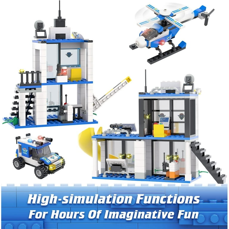 City Police Station Building Blocks Set with Cop Cars Helicopter Best Learning and Roleplay STEM Toy Gift for Boys and Girls Age 6 12 808 Pieces