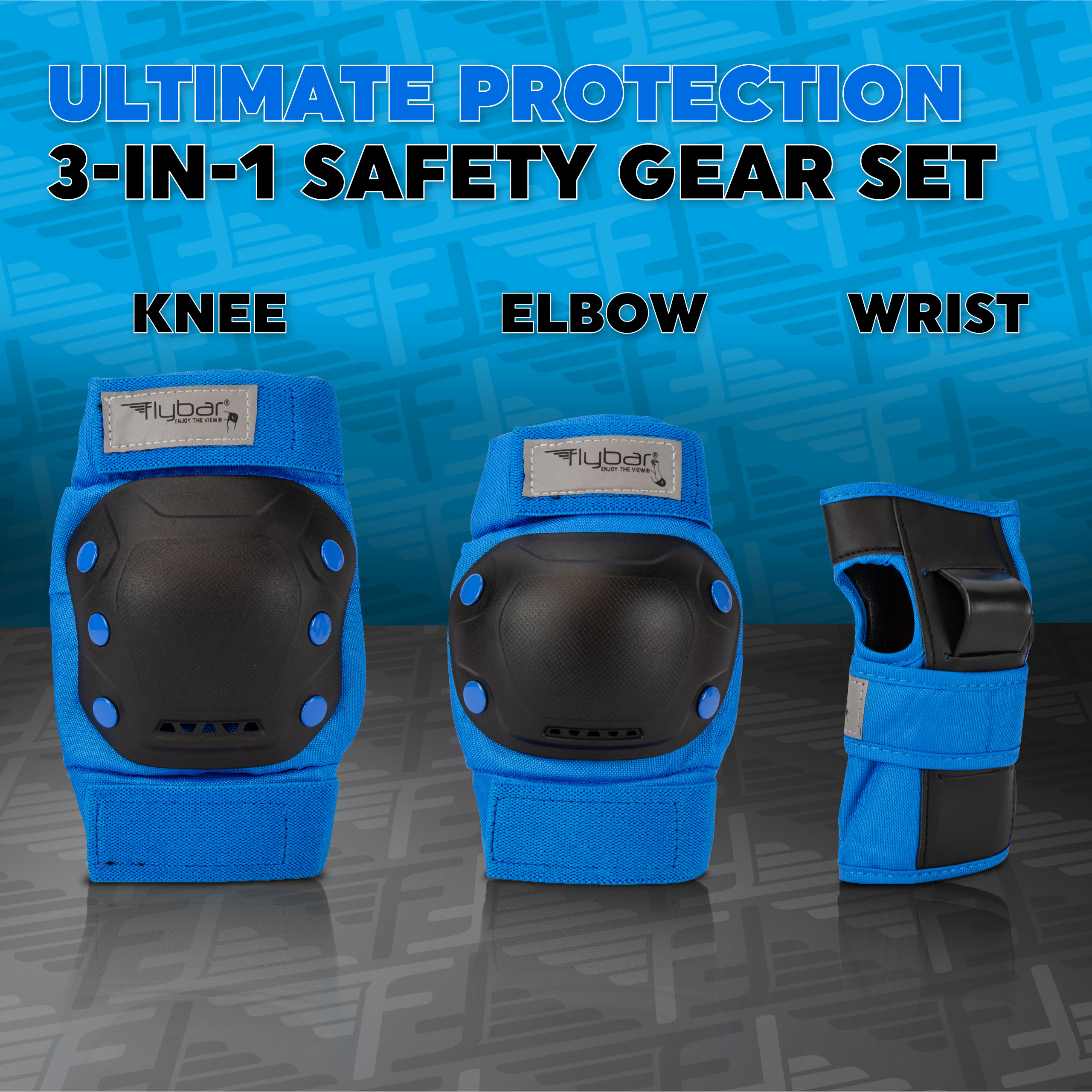 Flybar HV Safety Sports Gear Knee, Elbow and Wrist Pad Set for Kids