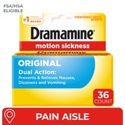Dramamine Original, Motion Sickness Relief, Sensitive Stomach, 36 Count
