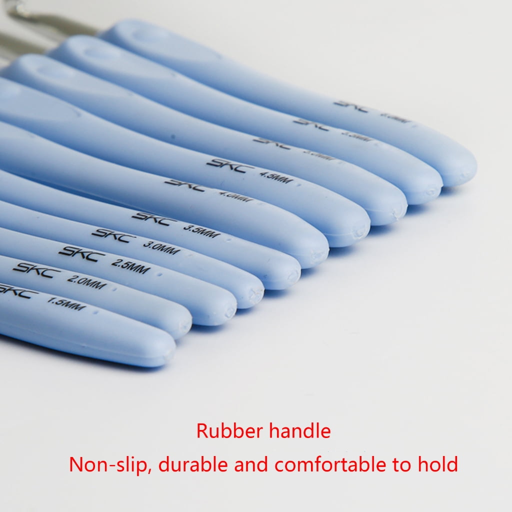 Geemin 10Pieces Crochet Hooks Set for Beginners Aluminum Crochet Needles 1.5MM-6MM Size Rubber Handle Knitting Hooks for Mom