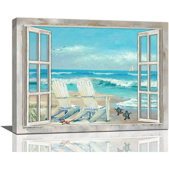 UNREALISM Sea Coastline 12"x16" Framed Canvas Art Prints