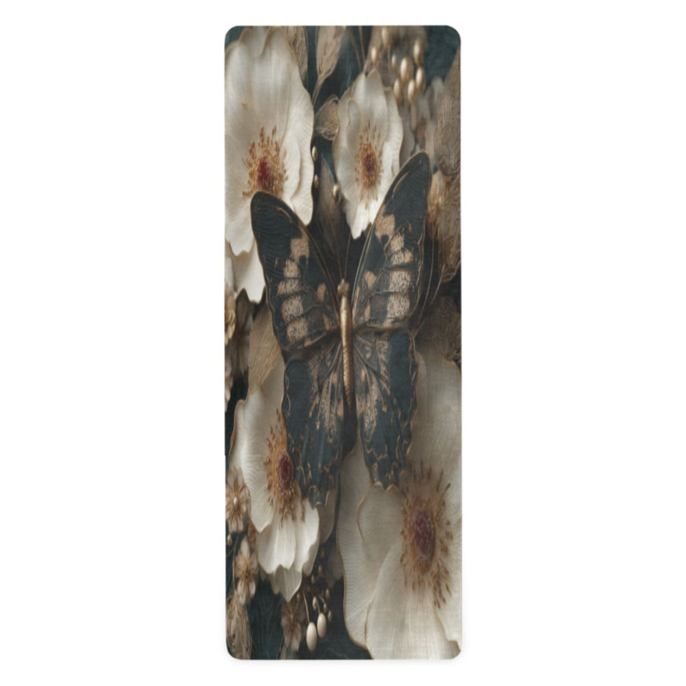 BZSMCE Yoga Mat Women Fitness Mat Black Butterfly Pattern