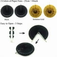thumbnail image 3 of 21 Pcs Hanging Paper Fans, Pom Poms Flowers for Birthday Parties, Bridal Showers, Baby Showers, Wedding Party Decoration, Black, 3 of 7