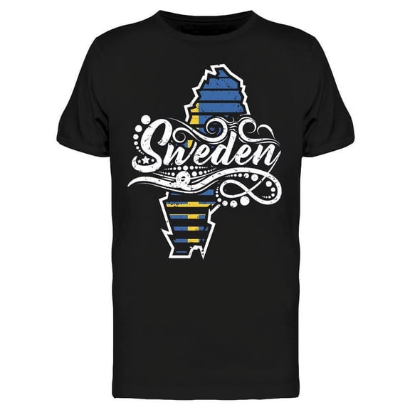 Sweden, Text. Map Country T-Shirt Men -Image by Shutterstock, Male Large