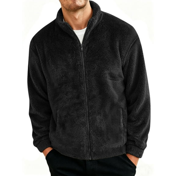 Dxzfnsa Mens Fluffy Jacket Casual Long Sleeve Turndown Collar Fuzzy Coats Full Zip Heavyweight Jacket