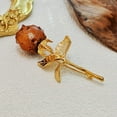 thumbnail image 7 of Gorgeous Real Dried Rose Bud Lapel Pin Brooch Gold Tone, 7 of 7