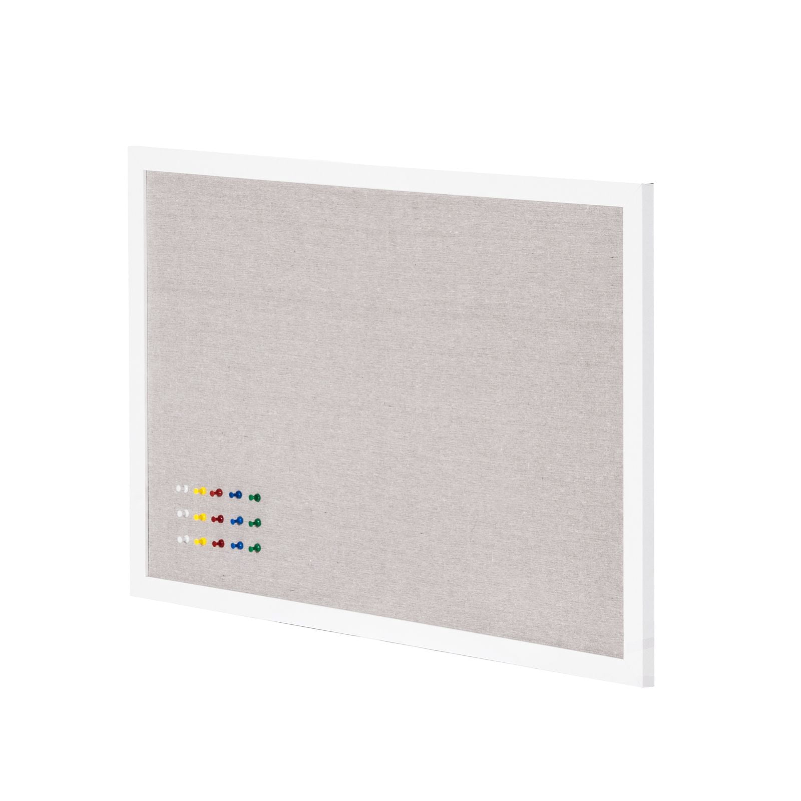 30 x 20 Inch Large Bulletin Board, White Polyester-Cotton Surface, MDF Frame, 7mm Fiberboard Core, Complete with Push Pins & Installation Kit, for Home, Office & Classroom