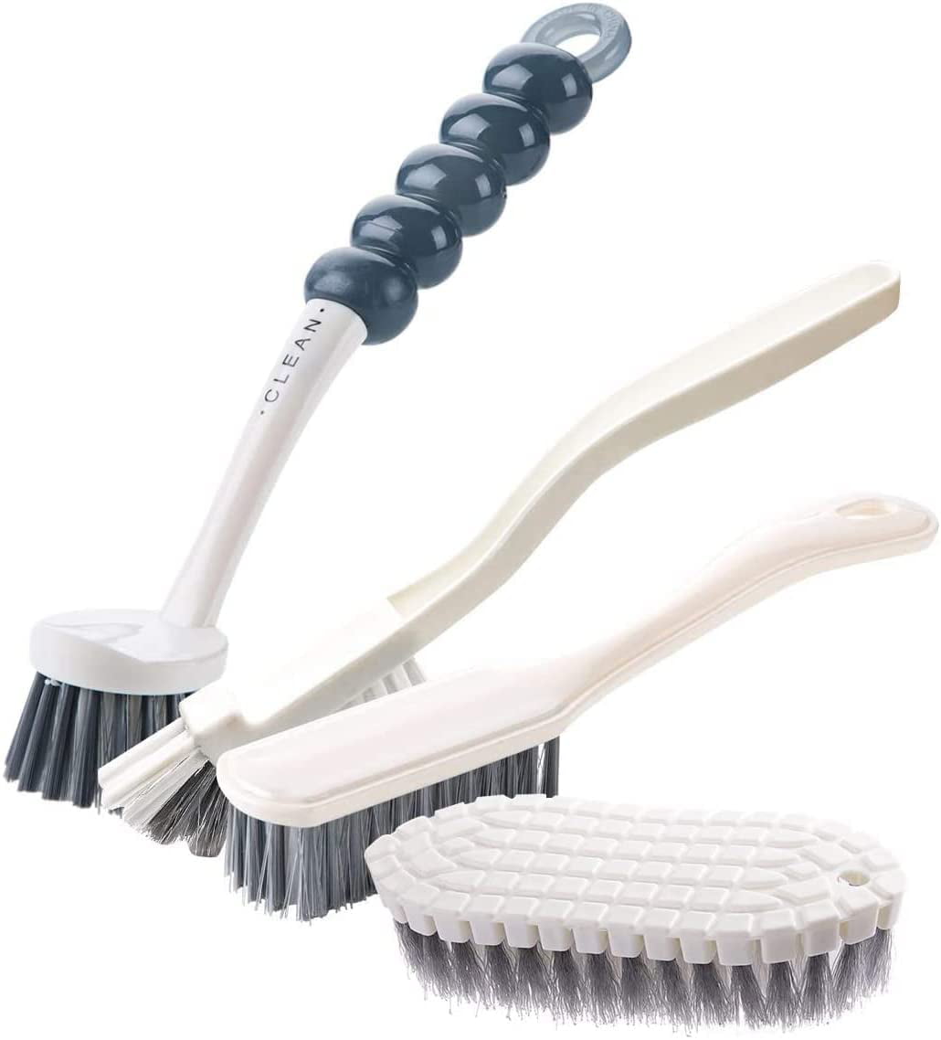 4 PC Cleaning Brush Set Dish Scrubber Handle Vegetable Scrub Wash Assorted 10