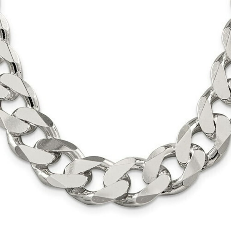 Beveled Curb Chain Necklace 8mm Wide Sterling Silver Beveled Curb Chain Necklace 8mm Wide Sterling Silver