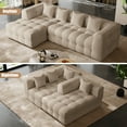 thumbnail image 6 of Wiilayok 120" Boneless-Couch L-Shaped Sofa for Living Room, Cloud Couch with Chaise Lounge, 2 - Piece Sectional Upholstered Chenille Deep Seat Couches with 4 Pillows, No Assembly Required,Light Brown, 6 of 10